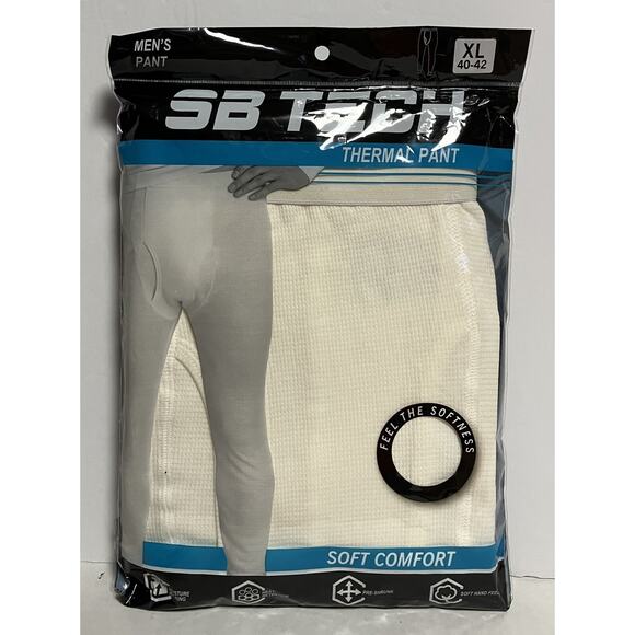 Mens SB Tech Thermal Pant Moisture Wicking Retains Heat Off White XL 40-42 NIP - Picture 1 of 3